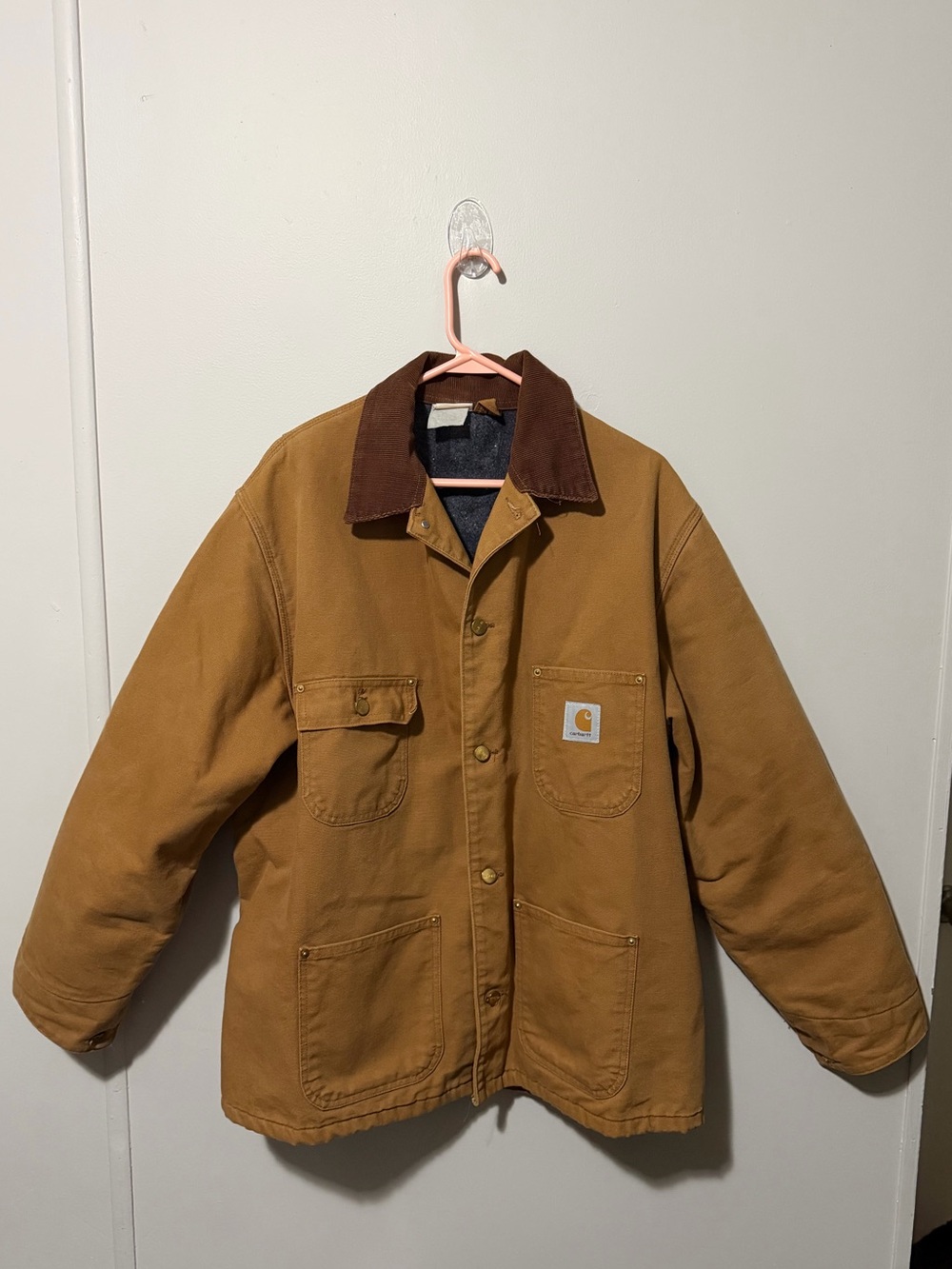Vintage Carhartt Brown Duck Work Jacket with Dark Corduroy Collar